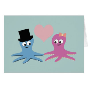 Cartão Casal de polvo bonito