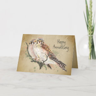Cartão Casal do aniversário Kestrel Falcon Wildlife Bird