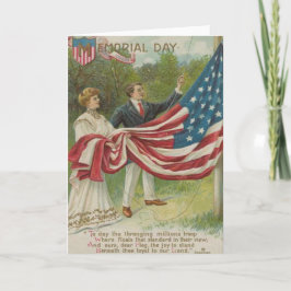 Cartão Casal do Victorian que aumenta a bandeira dos E.U.