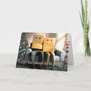 Cartão Casal Festivo Engraçado no Natal