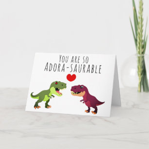 Cartão Casal Funny Kawaii Dinossaur Dia de os namorados P