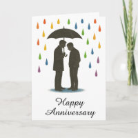 Casal Gay Sob Guarda-Chuva Aniversário de Orgulho