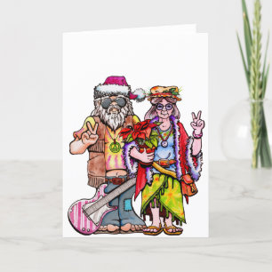 Cartão Casal Hippie Papai Noel