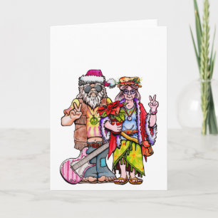 Cartão Casal Hippie Papai Noel