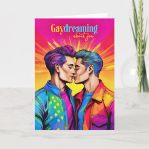 Cartão Casal Masculino Gaydreaming Rainbow Love