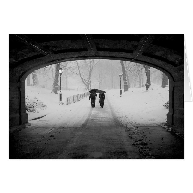 Cartão Casal na tempestade de neve, Central Park (Frente Horizontal)