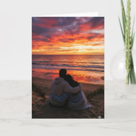 Cartão Casal no oceano para o pôr do sol - Dia dos Namora