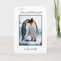 Casal Penguin De Aniversário Em Um Iceberg