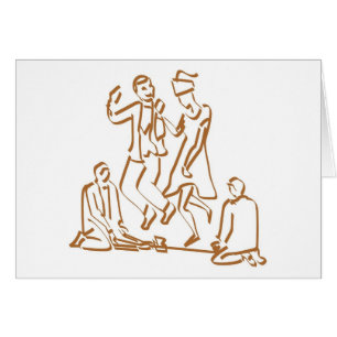 Cartão Casal pulando a vassoura