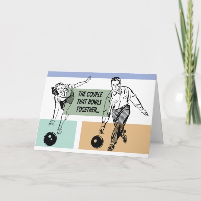 Cartão Casal Que Incorpora Boliches Engraçadas Multiuso (Frente)
