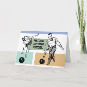 Cartão Casal Que Joga Boliche Juntos Multi-Uso Engraçado