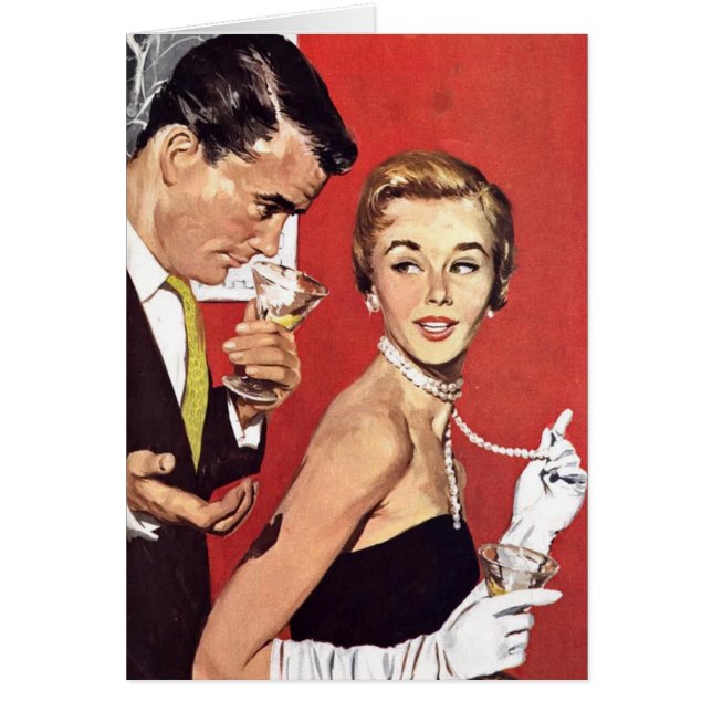 Cartão Casal retro - o preto é para funerais, (Frente)