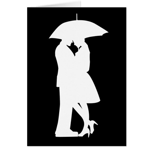 Cartão Casal Romântico sob guarda-chuva (Frente)