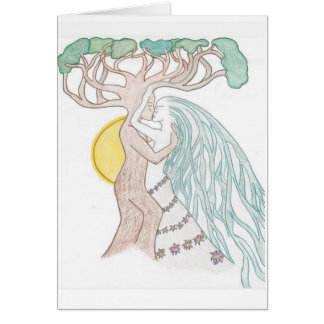 Cartão Casal Smooching da árvore