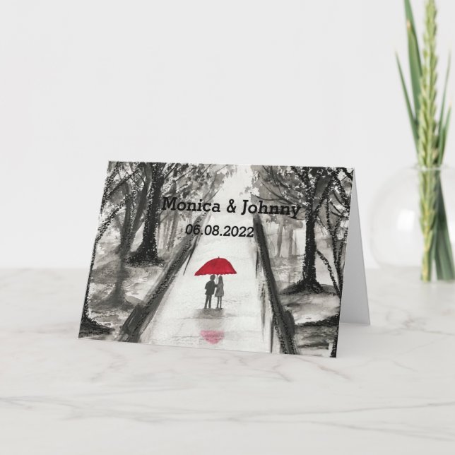 Cartão Casal vermelho  Chá de panela de Casamento (Frente)