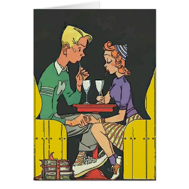 Cartão Casal Vintage com Soda (Frente)