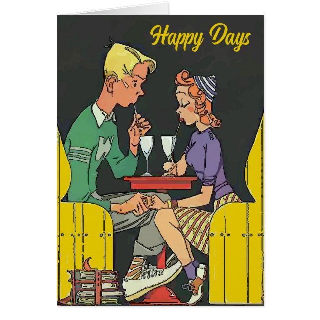 Cartão Casal Vintage com Soda (Frente)