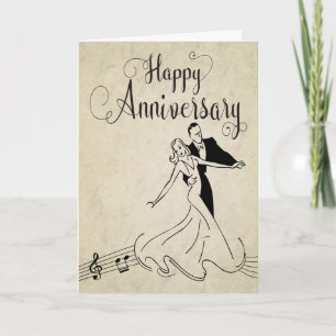 Cartão Casal Vintage Dancing para feliz aniversário