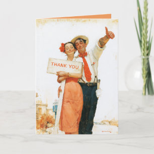 Cartão Casal Vintage Obrigado