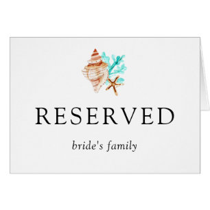 Cartão Casamento à Beira-Mar Conchas Reservado Família da