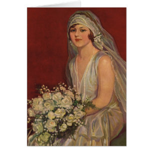 Cartão Casamento Antigo, Retrato Nupcial da Noiva Vitoria