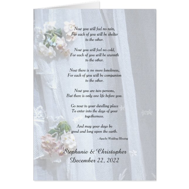 Cartão Casamento, Apache Bênção Agora Você Não Sentirá Ch (Frente)