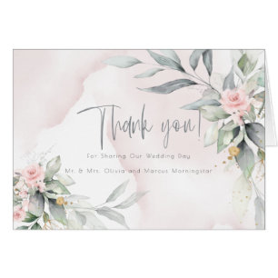 Cartão Casamento   Atordoamento de Rosas de Aquarela Rosa