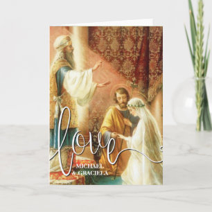 Cartão Casamento Católico Oração Branca Sobreposição de R