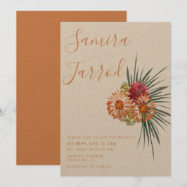 Cartão Casamento com Aquarela Floral de Mão Peônia Botâni