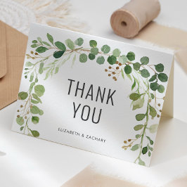 Cartão Casamento com Watercolor Eucalyptus Greenery Obrig