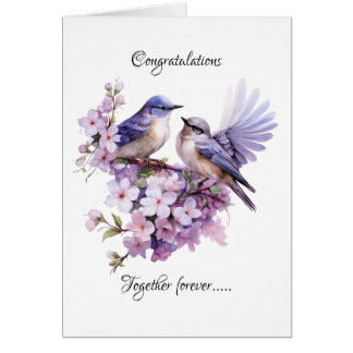 Cartão Casamento de Amor entre Dois Bluebird