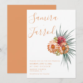 Cartão Casamento de Aquarela de Bunch Floral Botânica