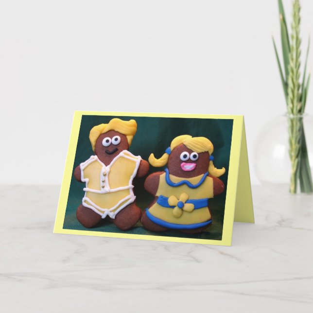 Cartão Casamento de Casal Gingerbird (Frente)