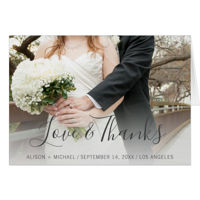 Cartão Casamento de colagem de fotos de Obrigados e amor  (Frente Horizontal)