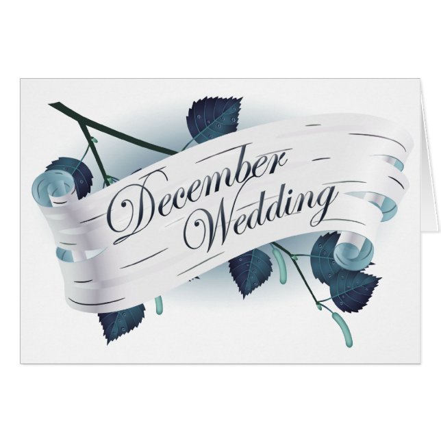 Cartão Casamento de dezembro : Folhas da temporada : (Frente Horizontal)