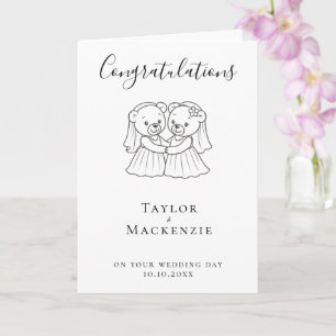 Cartão Casamento de duas Parabéns de Ursos de Teddy