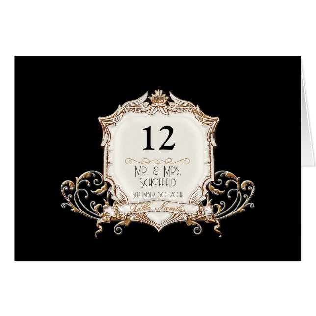 Cartão Casamento de Elegante Dourado Formal em Negra (Frente horizontal)