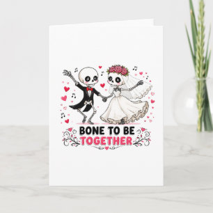 Cartão Casamento de Esqueleto Fofo Amor para Estar Juntos