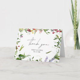 Cartão Casamento de Flor Selvagem Moderno de Verão Obriga