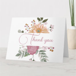 Cartão Casamento de Flores de Verão Obrigado