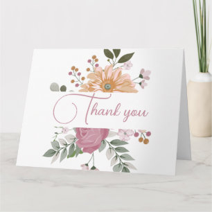 Cartão Casamento de Flores de Verão Obrigado