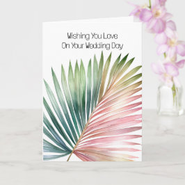 Cartão Casamento de Folha Verde Rosa Tropical