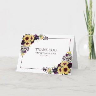 Cartão Casamento de Foto de Girassol Roxo de ameixa Graç