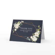 Casamento de Foto Floral Branco Azul Geométrico