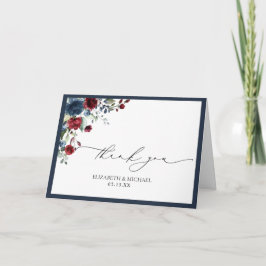Cartão Casamento De Foto Por Aquarela Floral De marinho A
