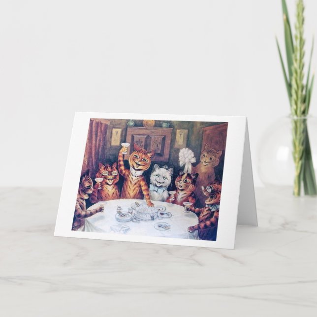 Cartão Casamento de Gato, Casamento, Noiva, Louis Wain (Frente)