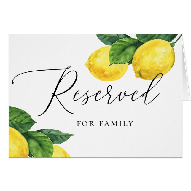 Cartão Casamento de Limão Amalfi | Placa Reservada Rústic (Frente horizontal)