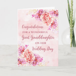 Cartão Casamento de neta de Excelente Floral Rosa