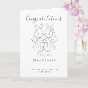 Cartão Casamento de Parabéns de coelhos coelhos coelhos