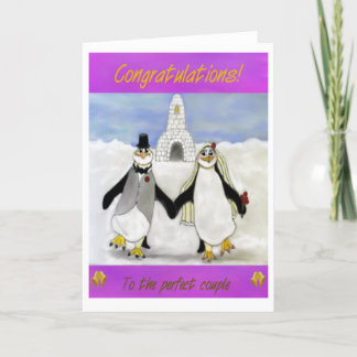 Cartão Casamento de pinguins